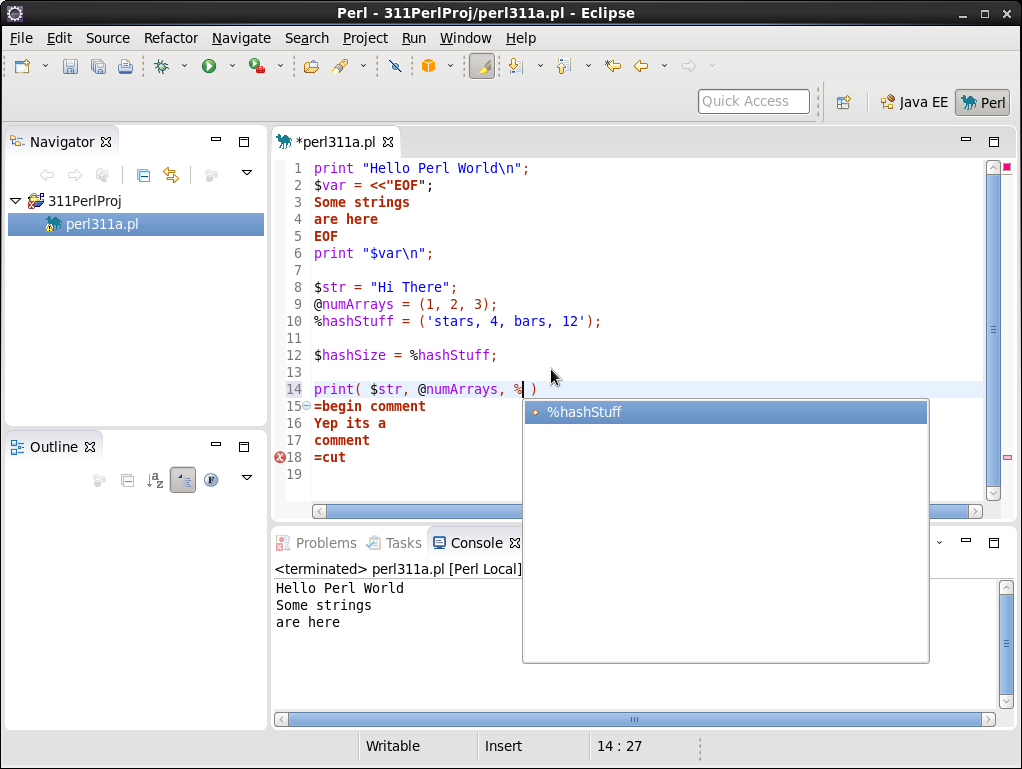 Click to view larger image in new window. Perl EPIC in Eclipse